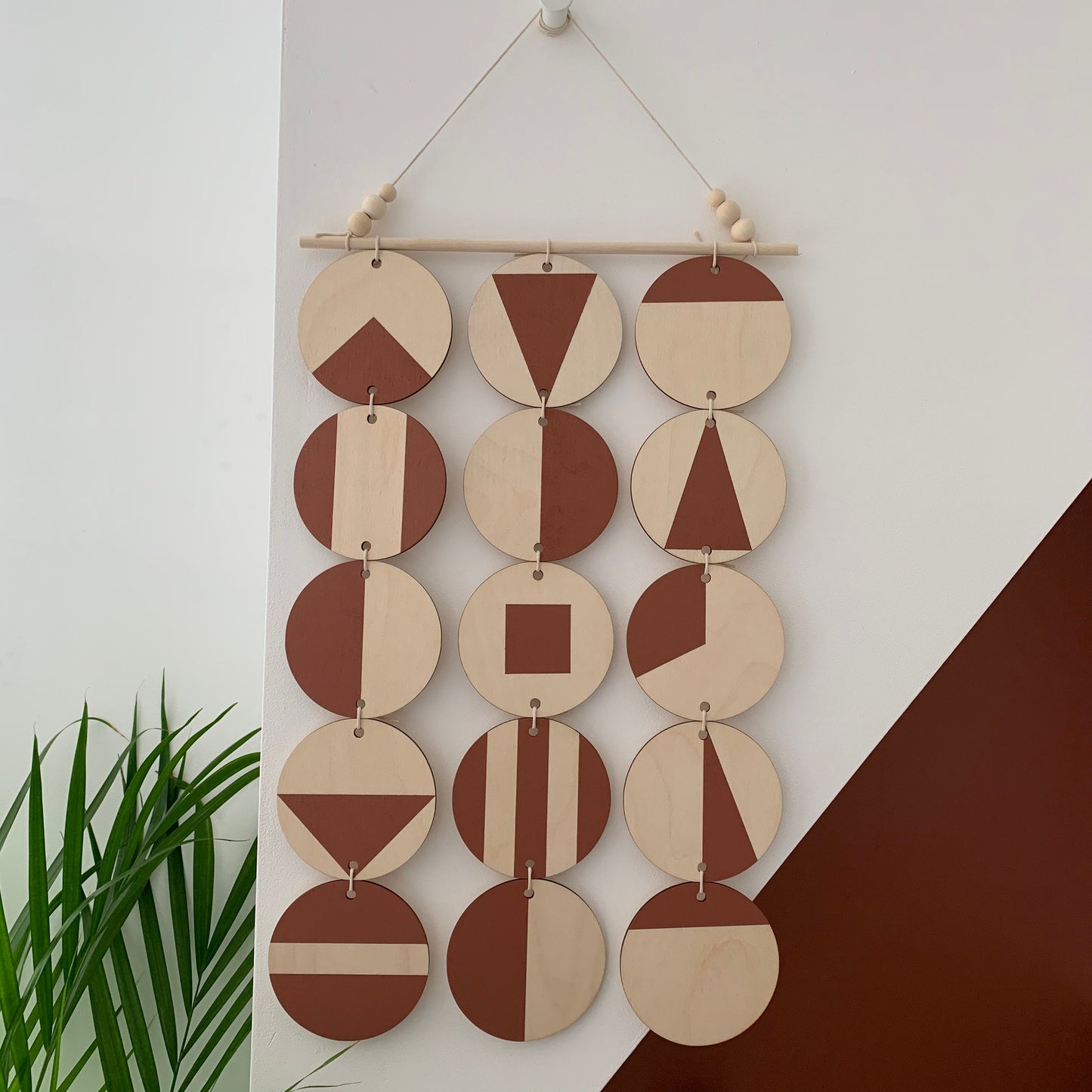 Large Dark Terracotta Wall Hanging - Shapes Art - Shapes Wall Decoration - Earthy Artwork
