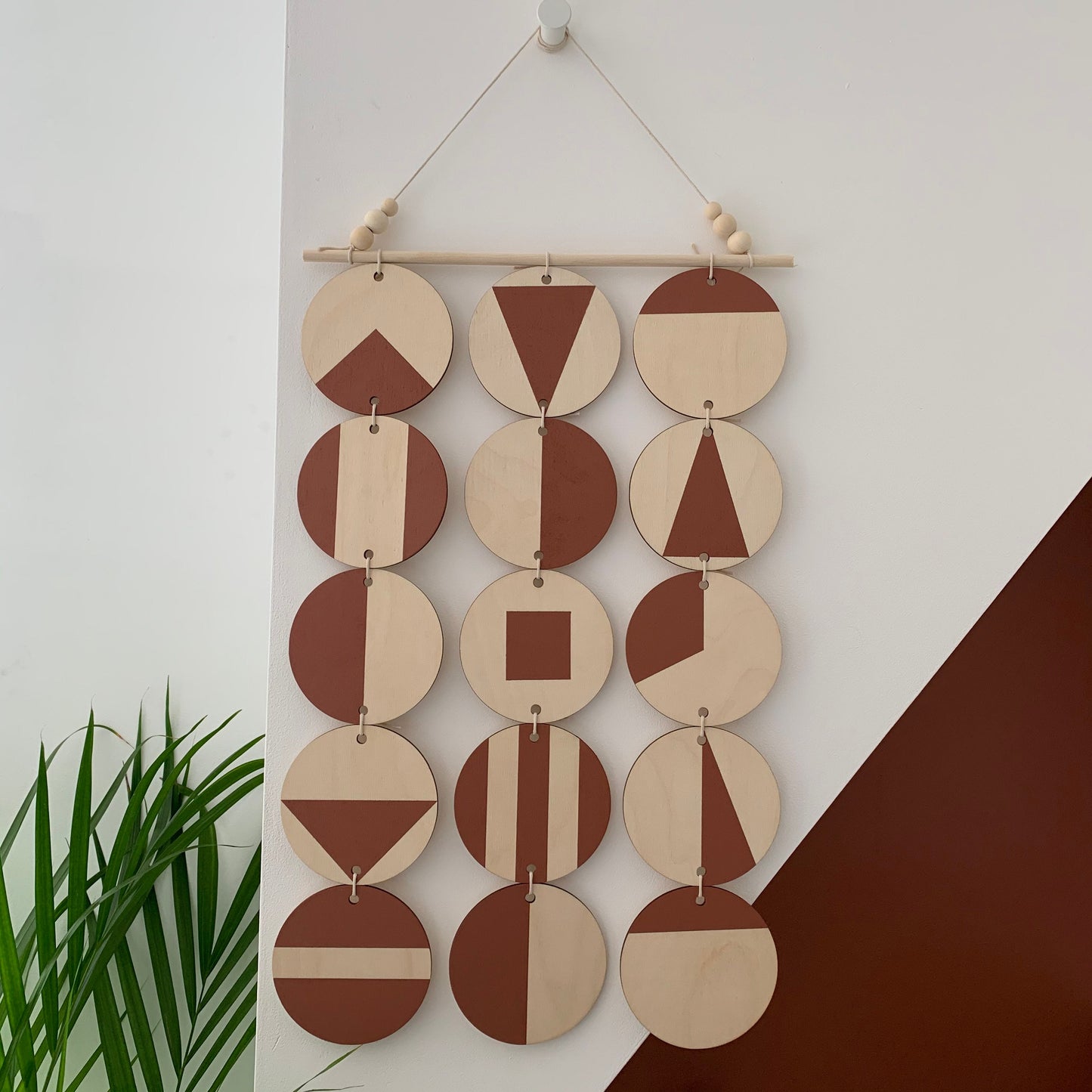Large Dark Terracotta Wall Hanging - Shapes Art - Shapes Wall Decoration - Earthy Artwork
