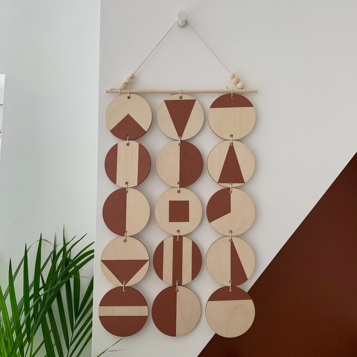 Large Dark Terracotta Wall Hanging - Shapes Art - Shapes Wall Decoration - Earthy Artwork