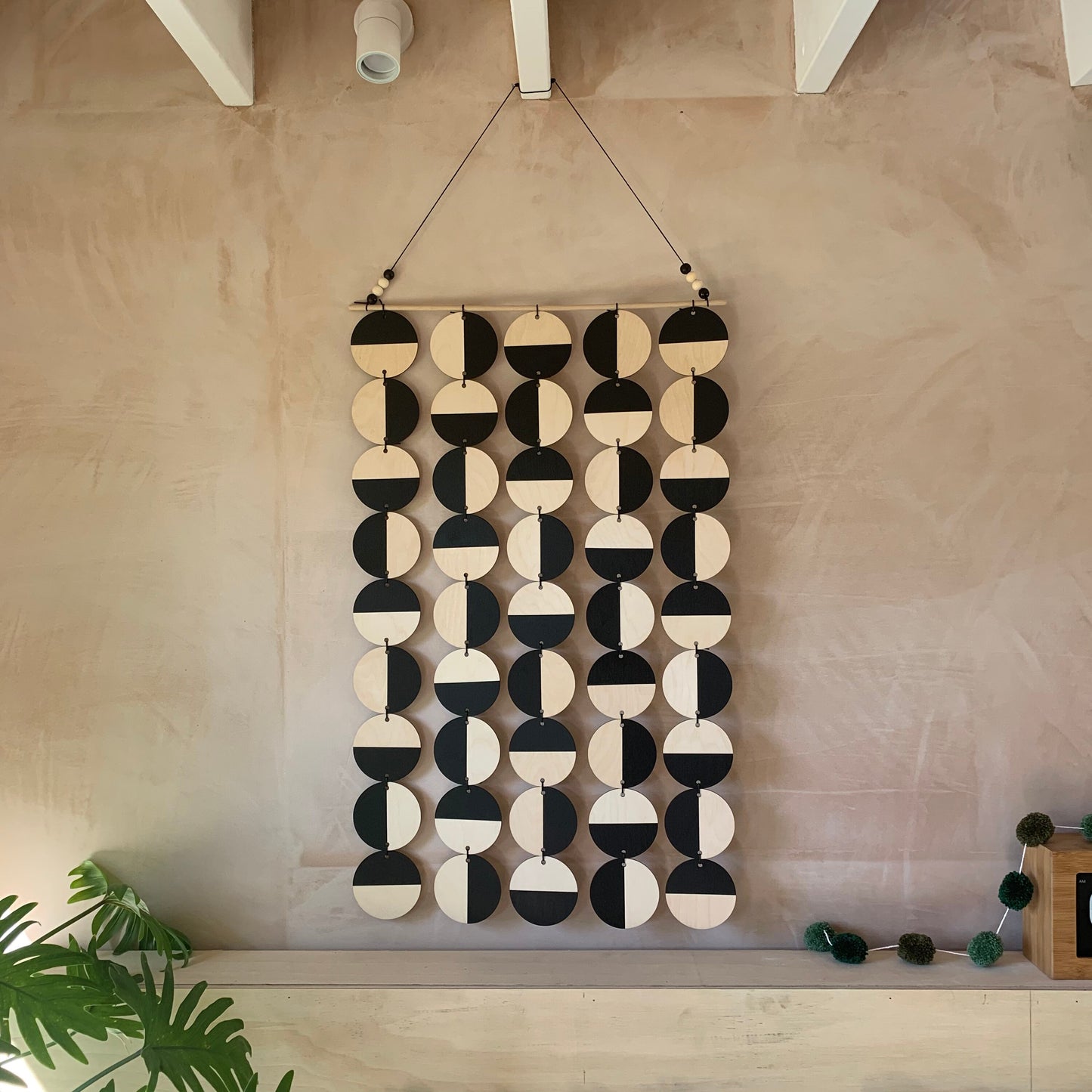 Black Wall Art - Black Decoration - Black Geometric Art - Scandi Wall Decoration - Home Wall Decor - Wall Tapestry - Monochrome Wall Art