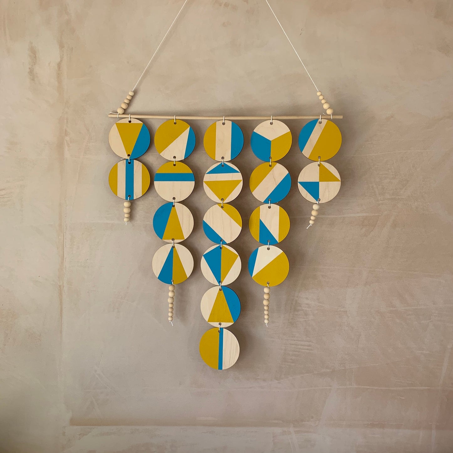 Yellow and Blue - Large Wall Hanging - Tropical Geometric - Scandinavian Wall Art - Home Wall Decor - Bright Fun Art