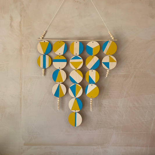 Yellow and Blue - Large Wall Hanging - Tropical Geometric - Scandinavian Wall Art - Home Wall Decor - Bright Fun Art