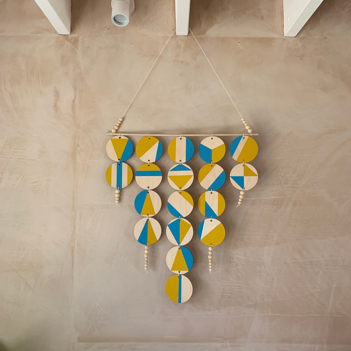 Yellow and Blue - Large Wall Hanging - Tropical Geometric - Scandinavian Wall Art - Home Wall Decor - Bright Fun Art