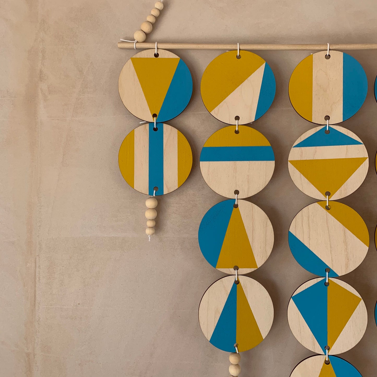 Yellow and Blue - Large Wall Hanging - Tropical Geometric - Scandinavian Wall Art - Home Wall Decor - Bright Fun Art