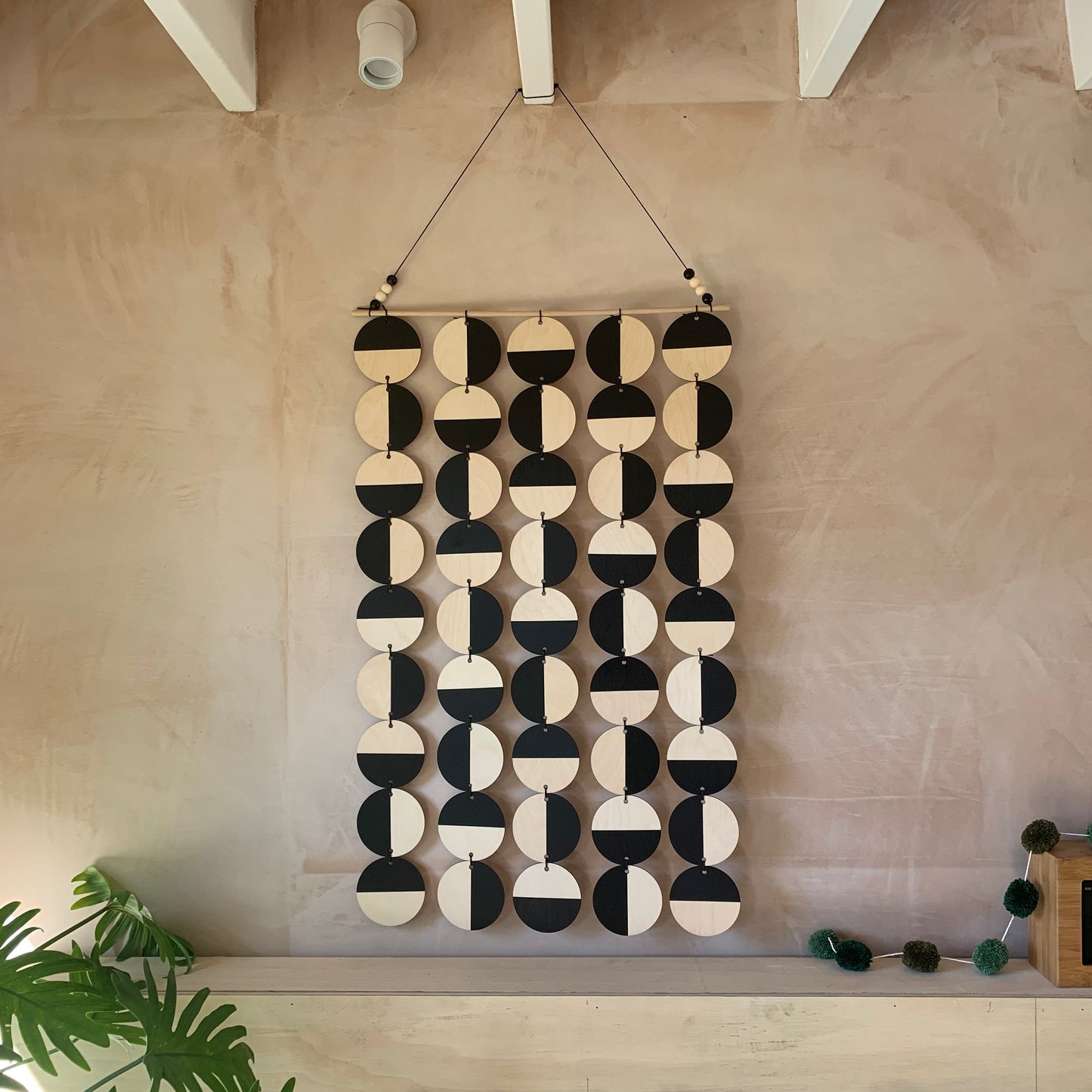 Black Wall Art - Black Decoration - Black Geometric Art - Scandi Wall Decoration - Home Wall Decor - Wall Tapestry - Monochrome Wall Art