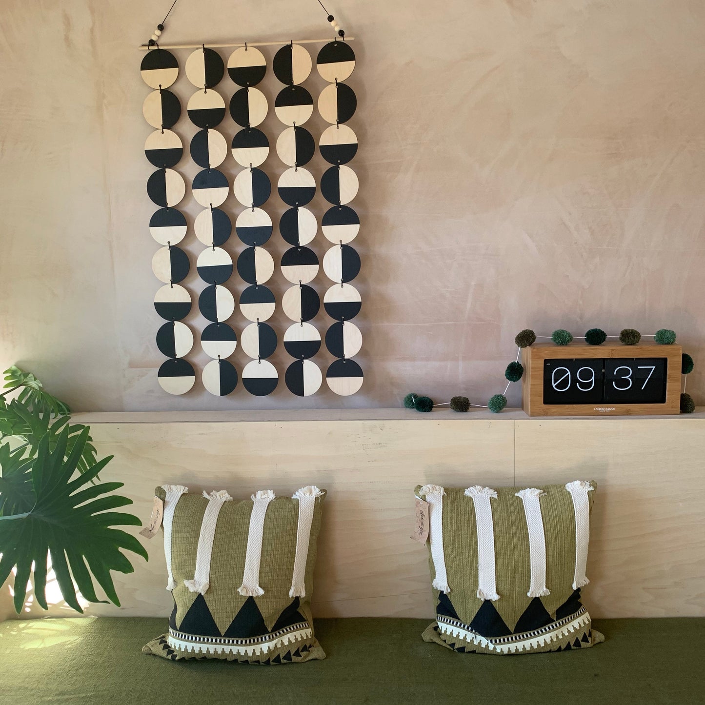Black Wall Art - Black Decoration - Black Geometric Art - Scandi Wall Decoration - Home Wall Decor - Wall Tapestry - Monochrome Wall Art