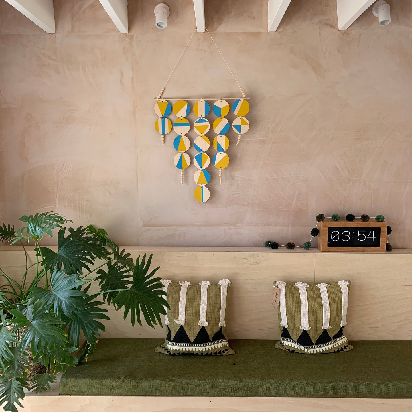 Yellow and Blue - Large Wall Hanging - Tropical Geometric - Scandinavian Wall Art - Home Wall Decor - Bright Fun Art