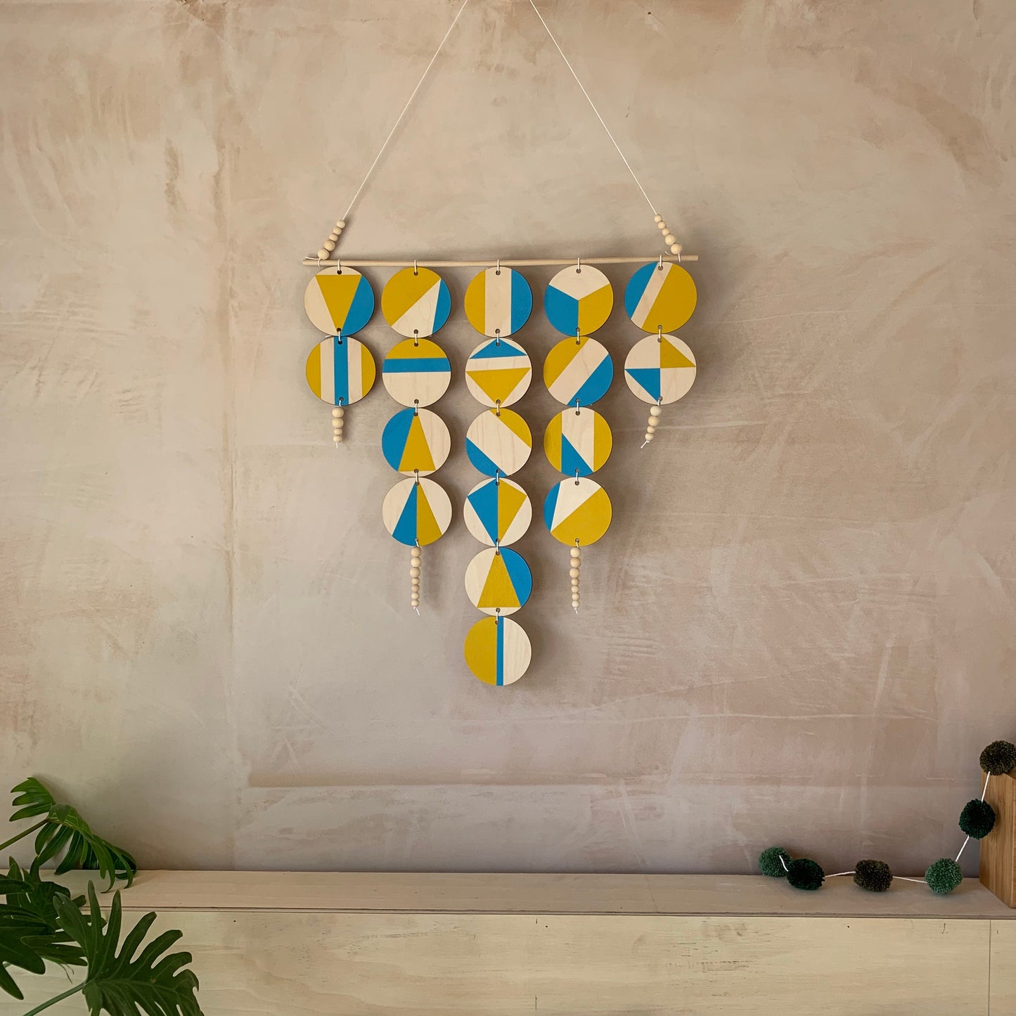 Yellow and Blue - Large Wall Hanging - Tropical Geometric - Scandinavian Wall Art - Home Wall Decor - Bright Fun Art