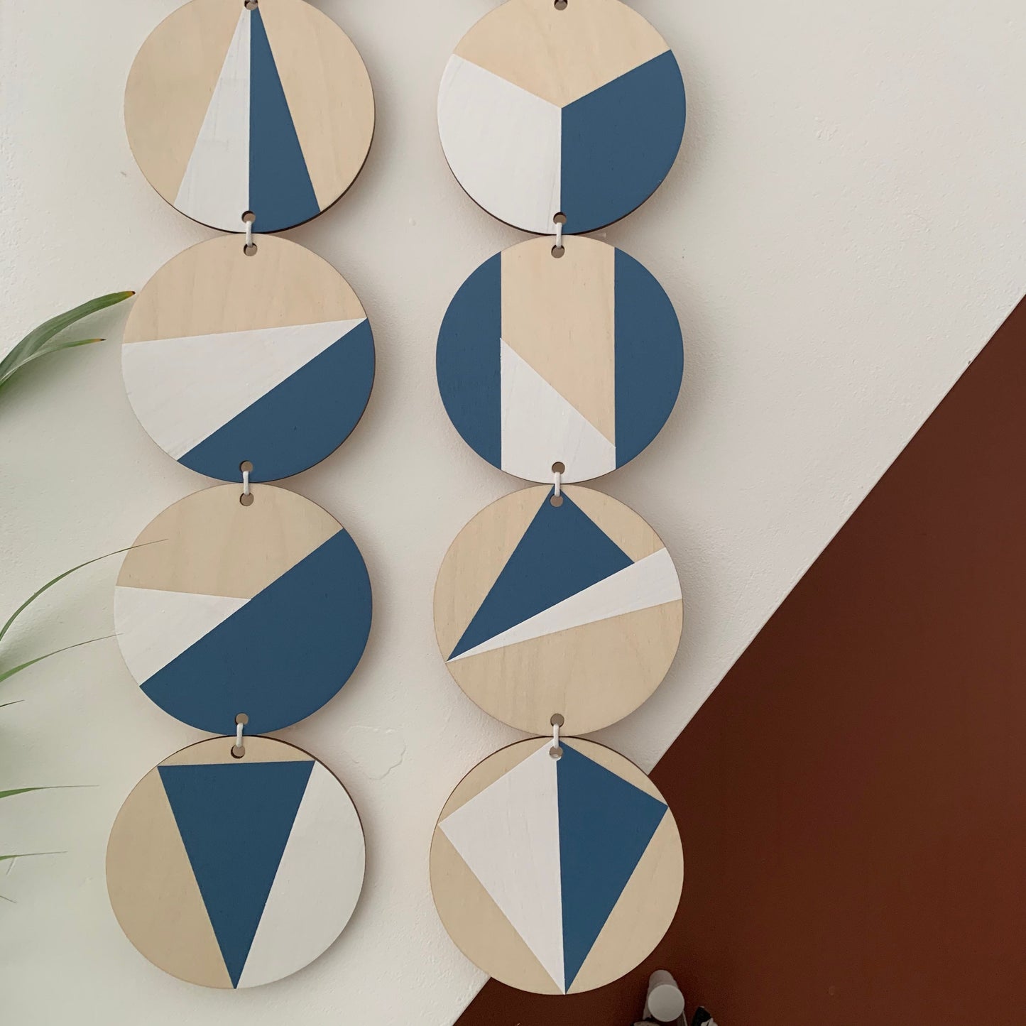Blue Wall hanging - Modern Geometric Wall Art - Scandi Hygge Boho - Wall Hanging - wooden Wall hanging - Blue and White Decor