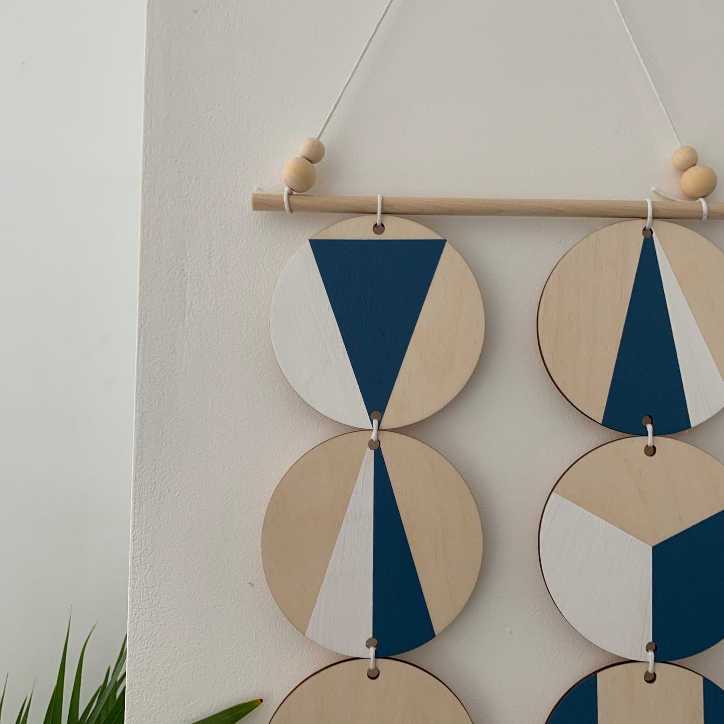 Blue Wall hanging - Modern Geometric Wall Art - Scandi Hygge Boho - Wall Hanging - wooden Wall hanging - Blue and White Decor