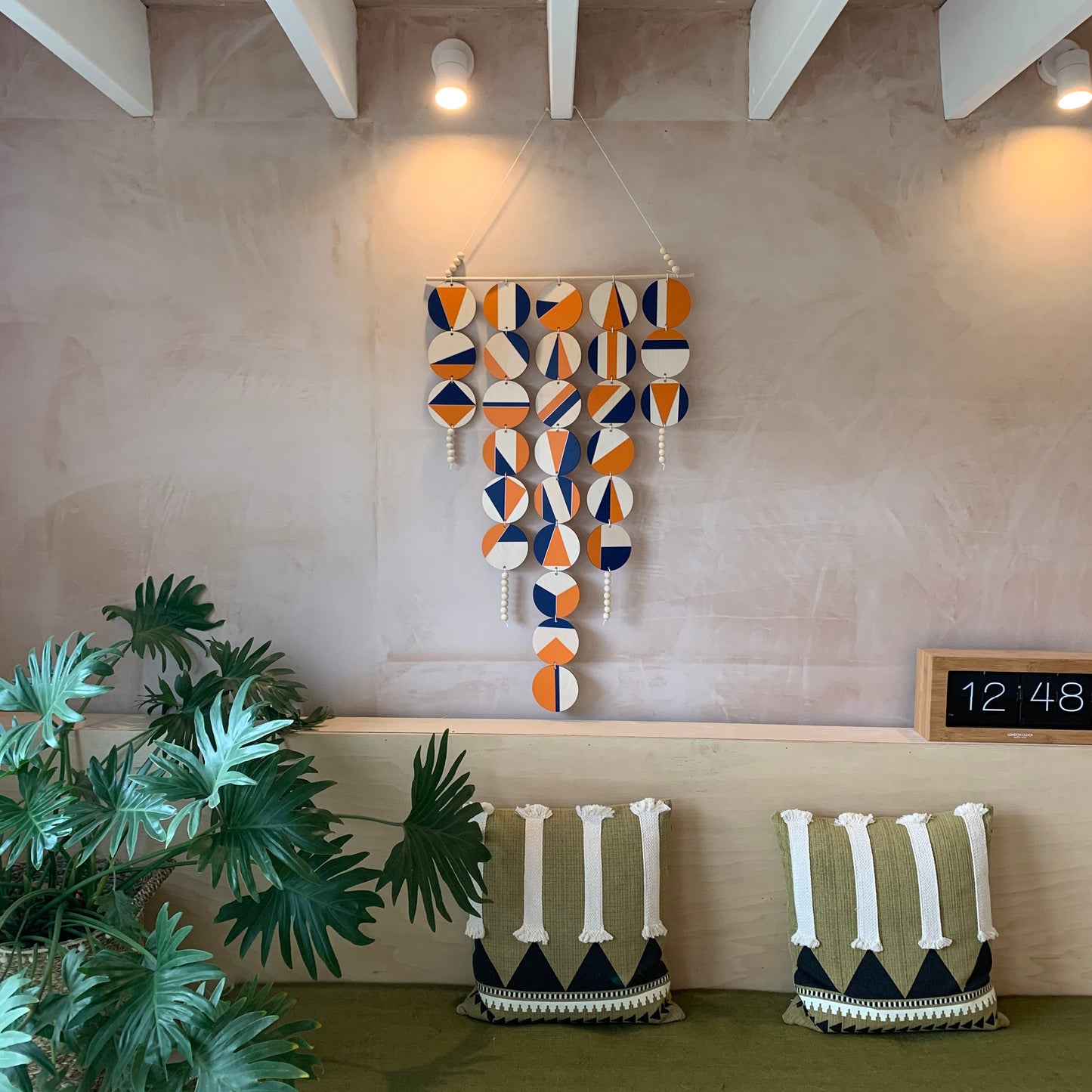 Large Chandelier Wall Hanging - Wall Hanging - Orange and Blue Geometric Art - Scandi Wall Decor - Home Wall Decor - Big Wall Tapestry