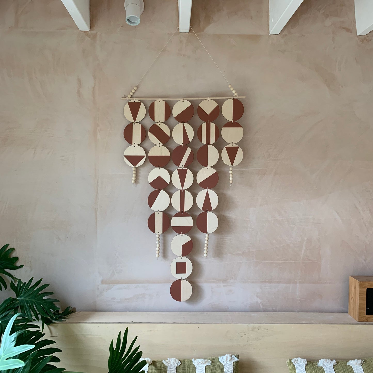Large Chandelier Wall Hanging - Wall Hanging - Dark Terracotta Geometric Art - Scandi Wall Decor - Home Wall Decor - Big Wall Tapestry