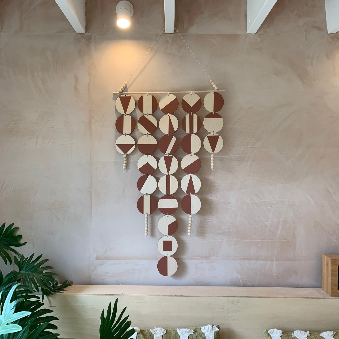 Large Chandelier Wall Hanging - Wall Hanging - Dark Terracotta Geometric Art - Scandi Wall Decor - Home Wall Decor - Big Wall Tapestry
