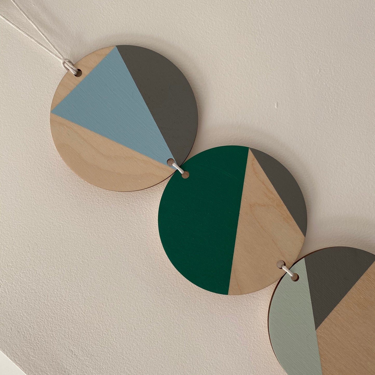 Wall hanging - Colourful Geometric Art - Plywood Decor - Scandi Hygge Boho - Wall Hanging - Wall Art multi - Green and Blues