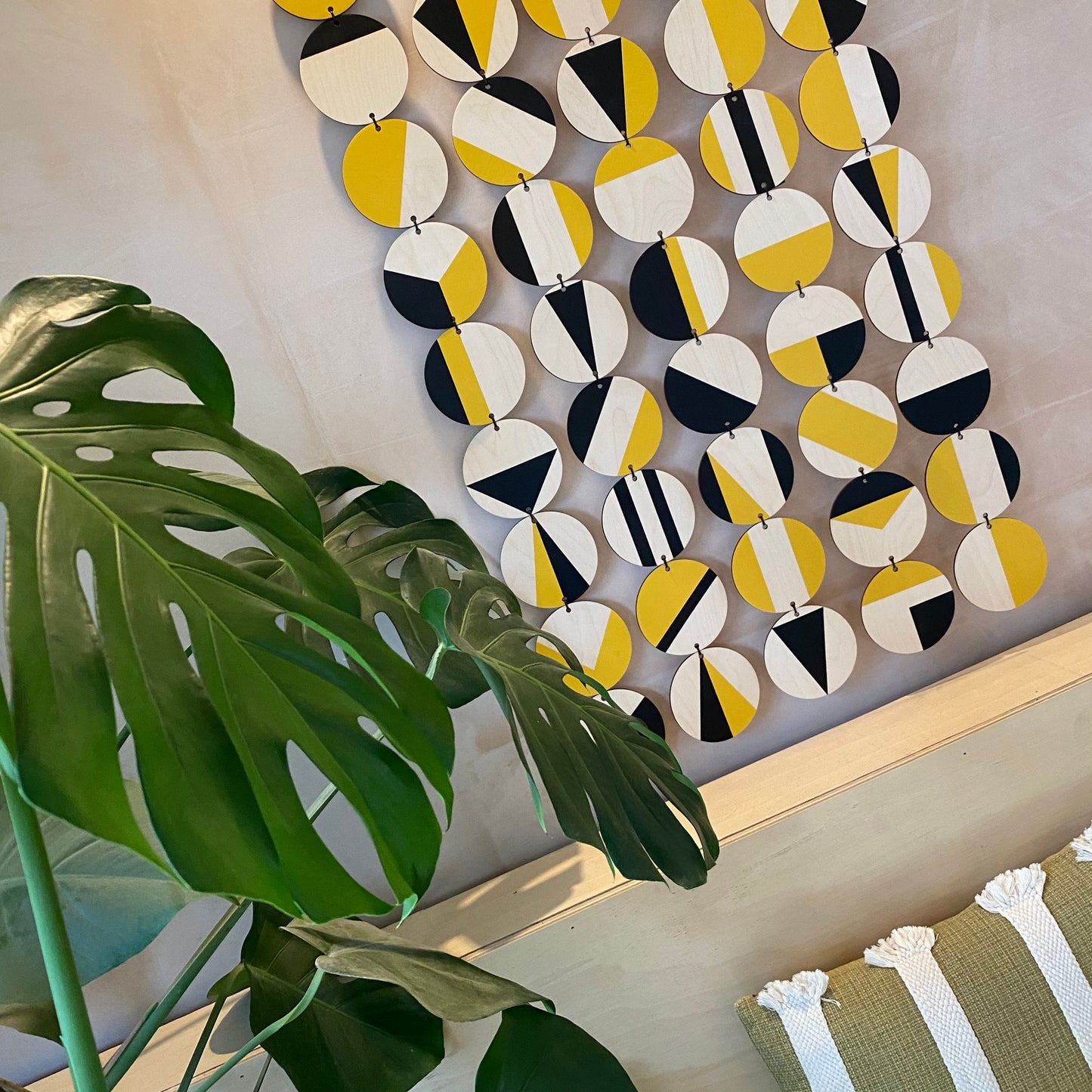 Black and Yellow Wall Art - Large Decoration - Huge Geometric Art - Contemporary Wall Decoration - Home Wall Decor - Wall Tapestry