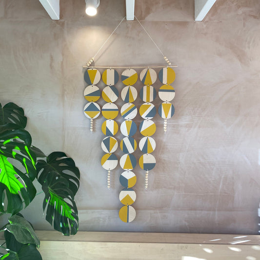 Large Chandelier Wall Hanging - Wall Hanging - Yellow and Grey Geometric Art - Scandi Wall Decor - Home Wall Decor - Big Wall Tapestry