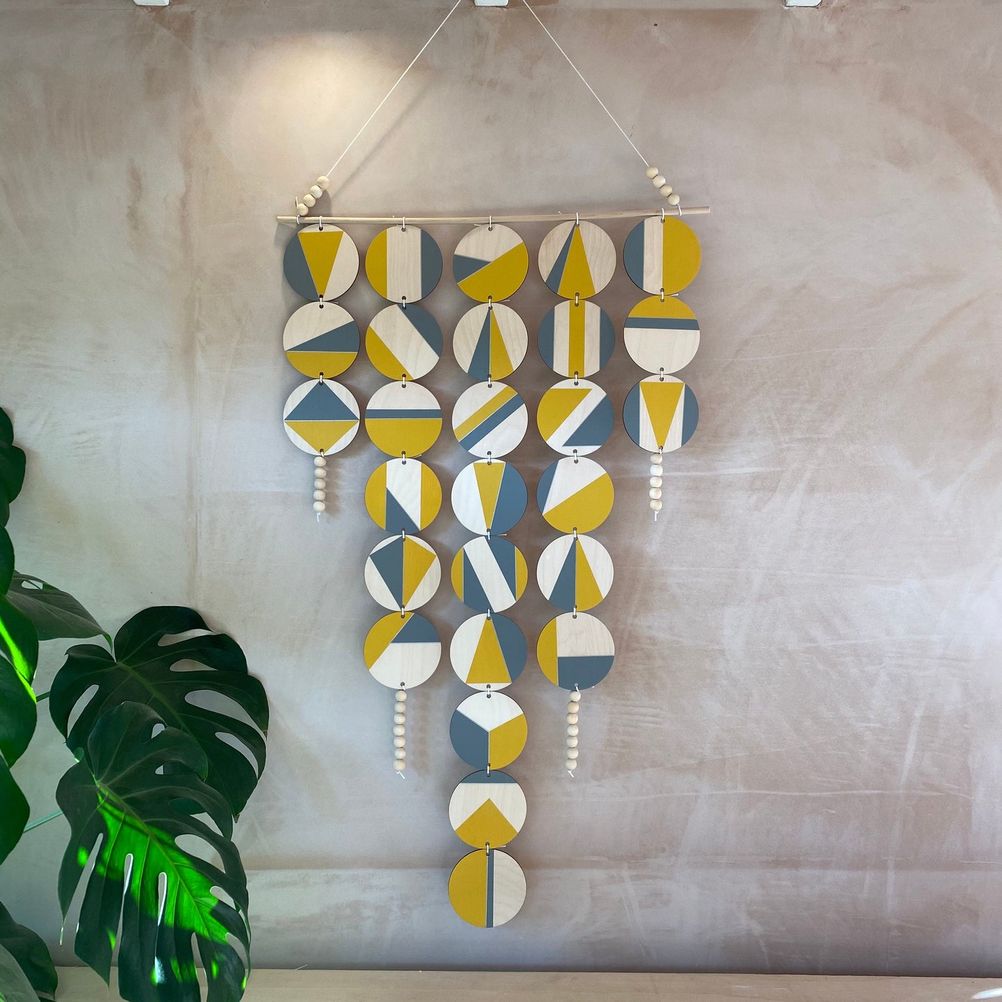 Large Chandelier Wall Hanging - Wall Hanging - Yellow and Grey Geometric Art - Scandi Wall Decor - Home Wall Decor - Big Wall Tapestry