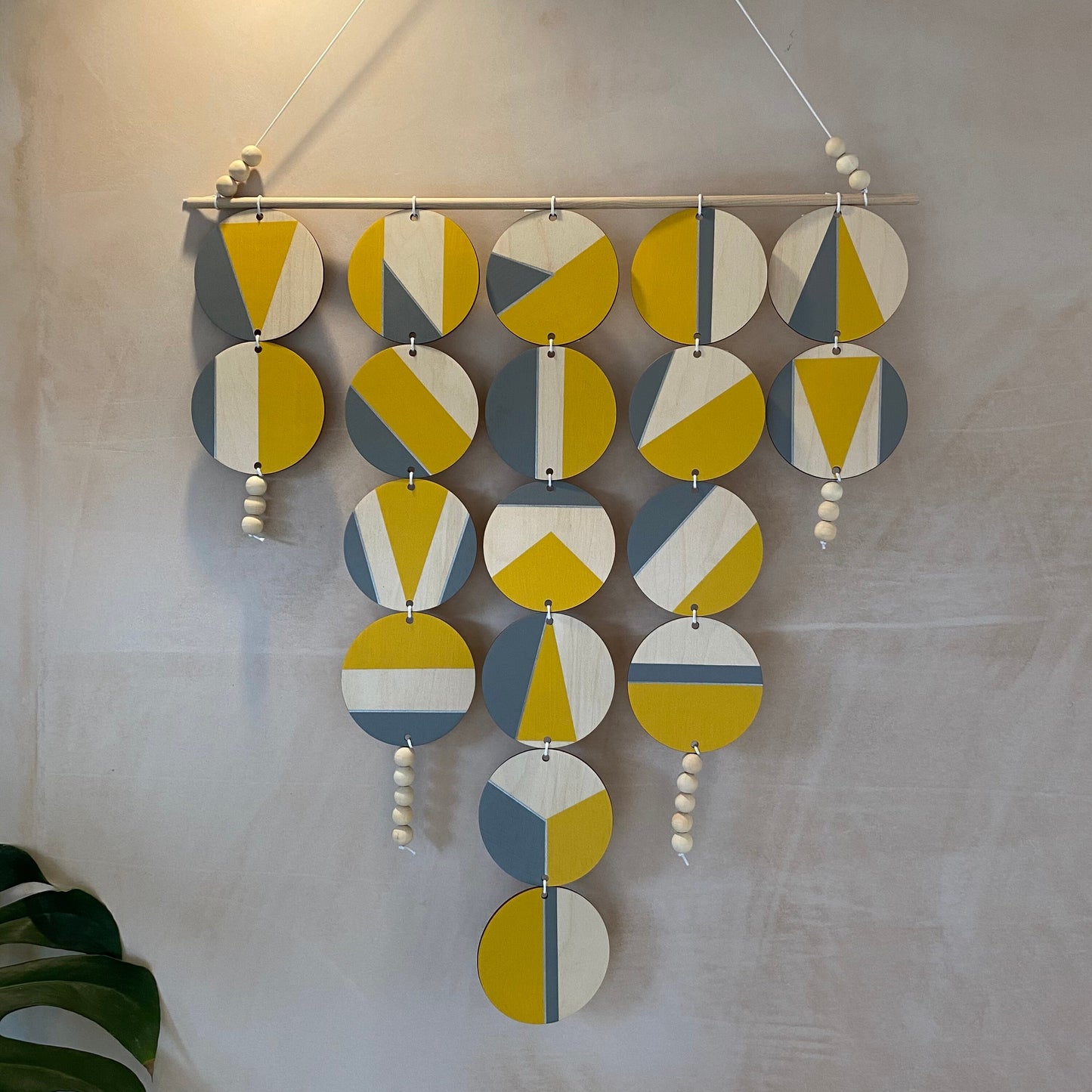 Large Chandelier Wall Hanging - Wall Hanging - Yellow and Grey Geometric Art - Yellow Wall Tapestry - Home Wall Decor - Big Wall Covering