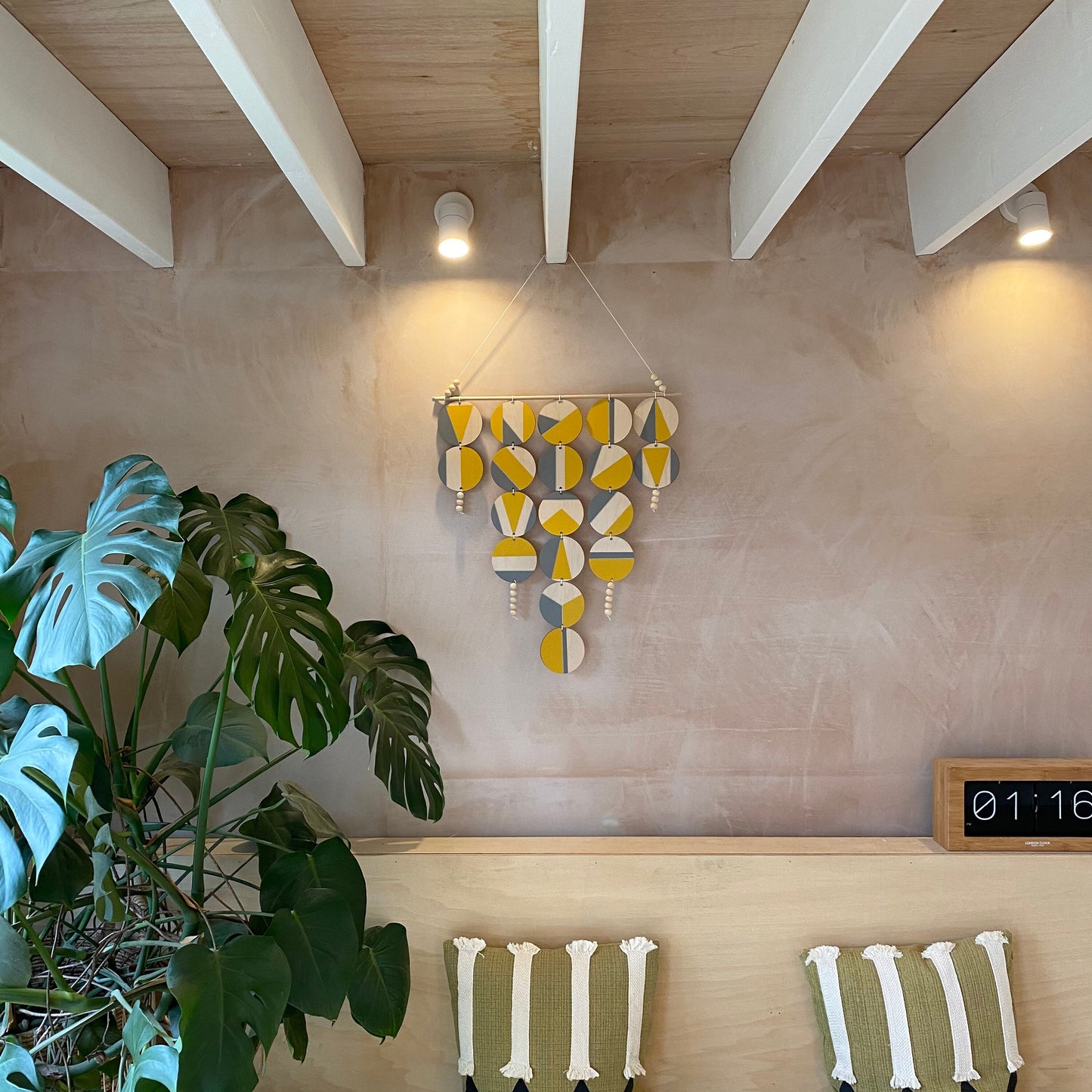 Large Chandelier Wall Hanging - Wall Hanging - Yellow and Grey Geometric Art - Yellow Wall Tapestry - Home Wall Decor - Big Wall Covering