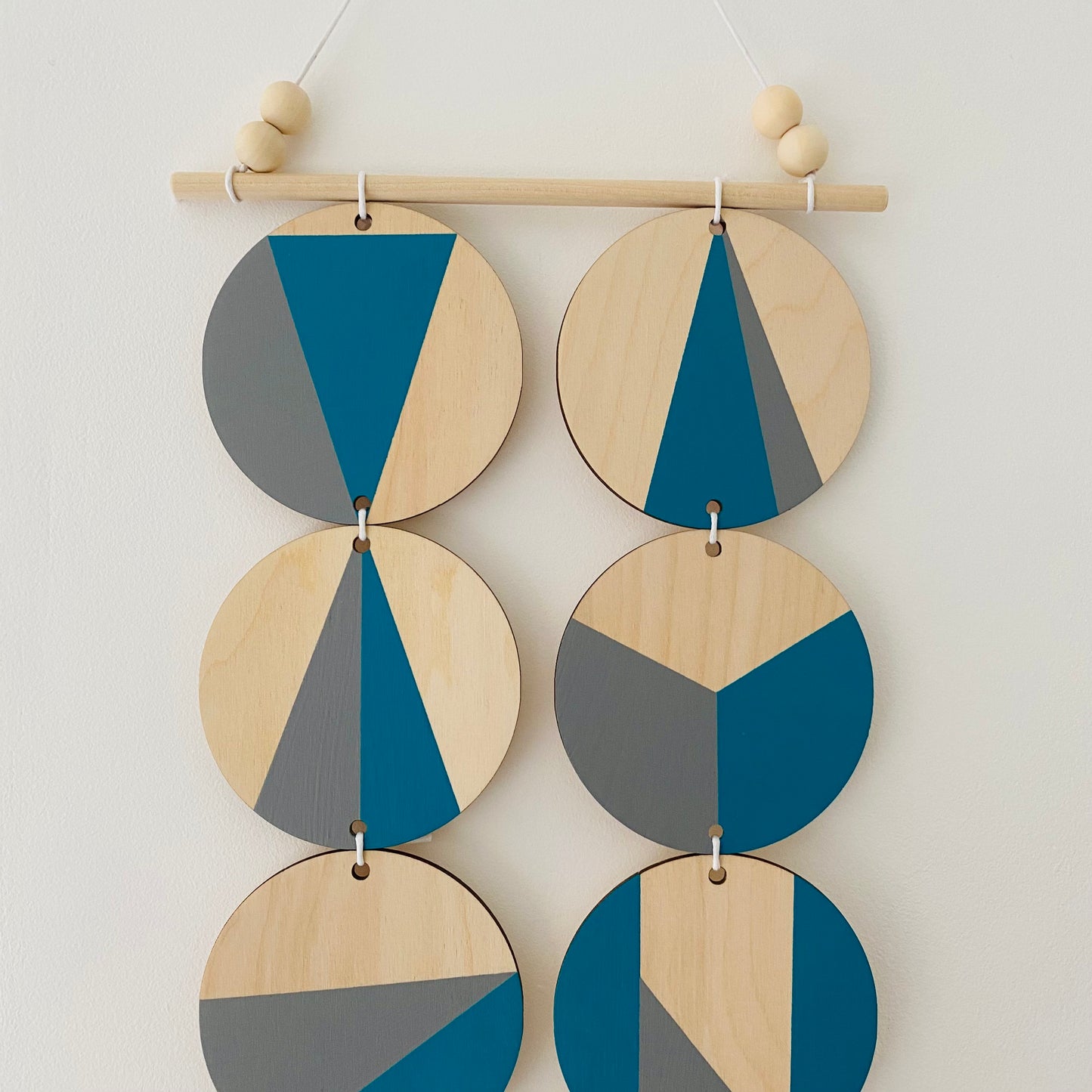 Wall hanging - Colourful Geometric Plywood - Scandi Hygge Boho - Wall Hanging - Wall Art multi - Bright Teal and Grey Decor