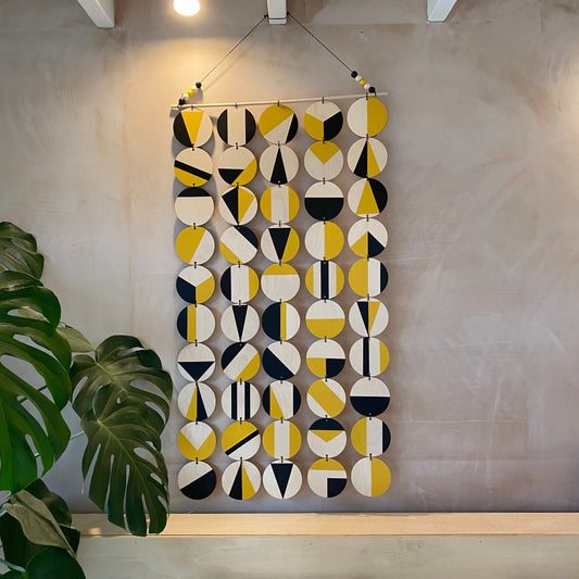 Black and Yellow Wall Art - Large Decoration - Huge Geometric Art - Contemporary Wall Decoration - Home Wall Decor - Wall Tapestry