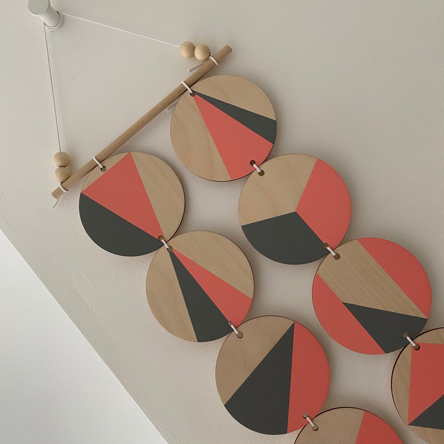 Large Pink Wall hanging - Colourful Geometric Art - Plywood - Scandi Hygge Boho - Wall Hanging - Wall Art multi - Neon Pink and Grey