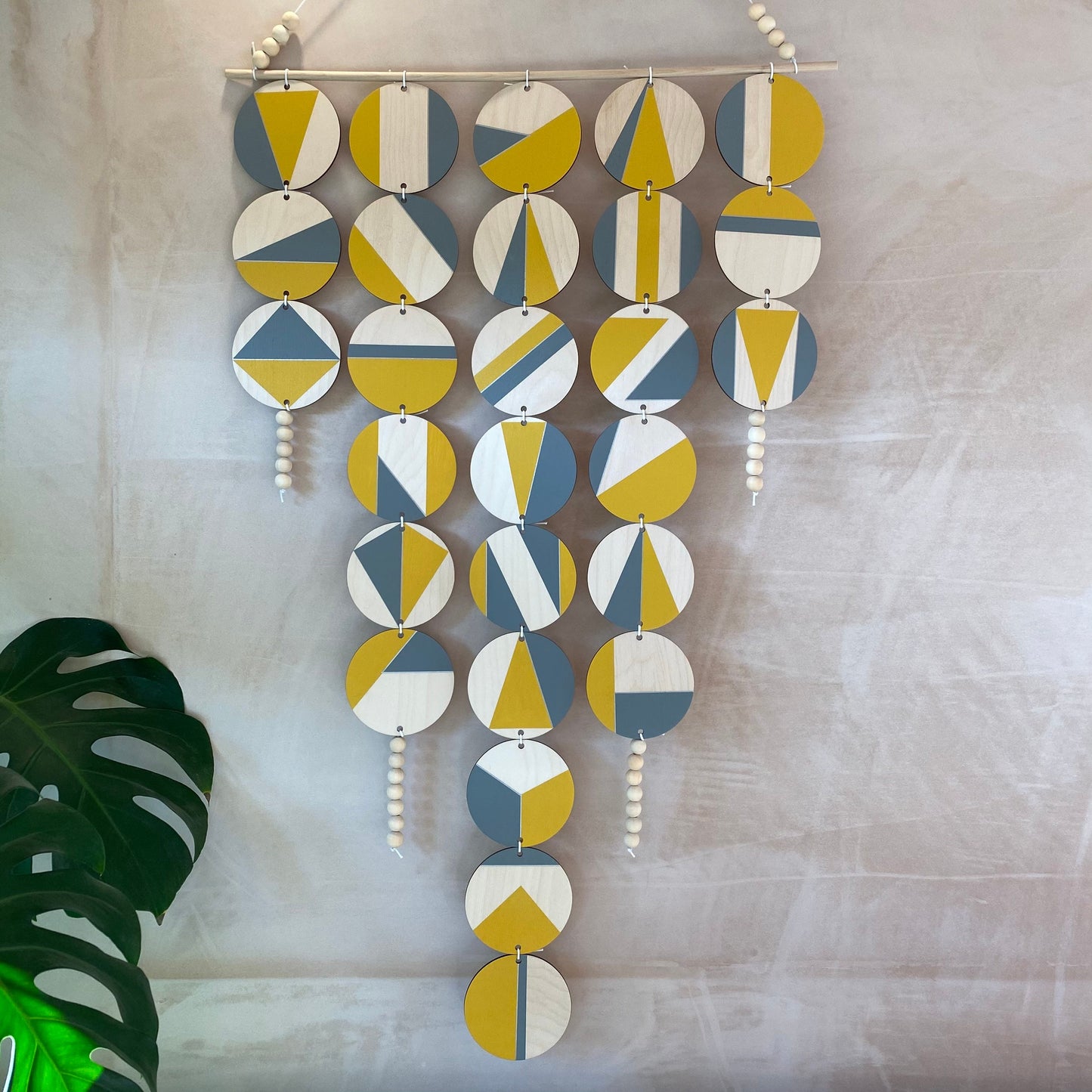 Large Chandelier Wall Hanging - Wall Hanging - Yellow and Grey Geometric Art - Scandi Wall Decor - Home Wall Decor - Big Wall Tapestry