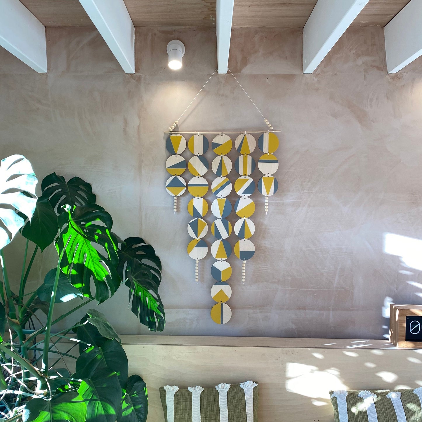 Large Chandelier Wall Hanging - Wall Hanging - Yellow and Grey Geometric Art - Scandi Wall Decor - Home Wall Decor - Big Wall Tapestry