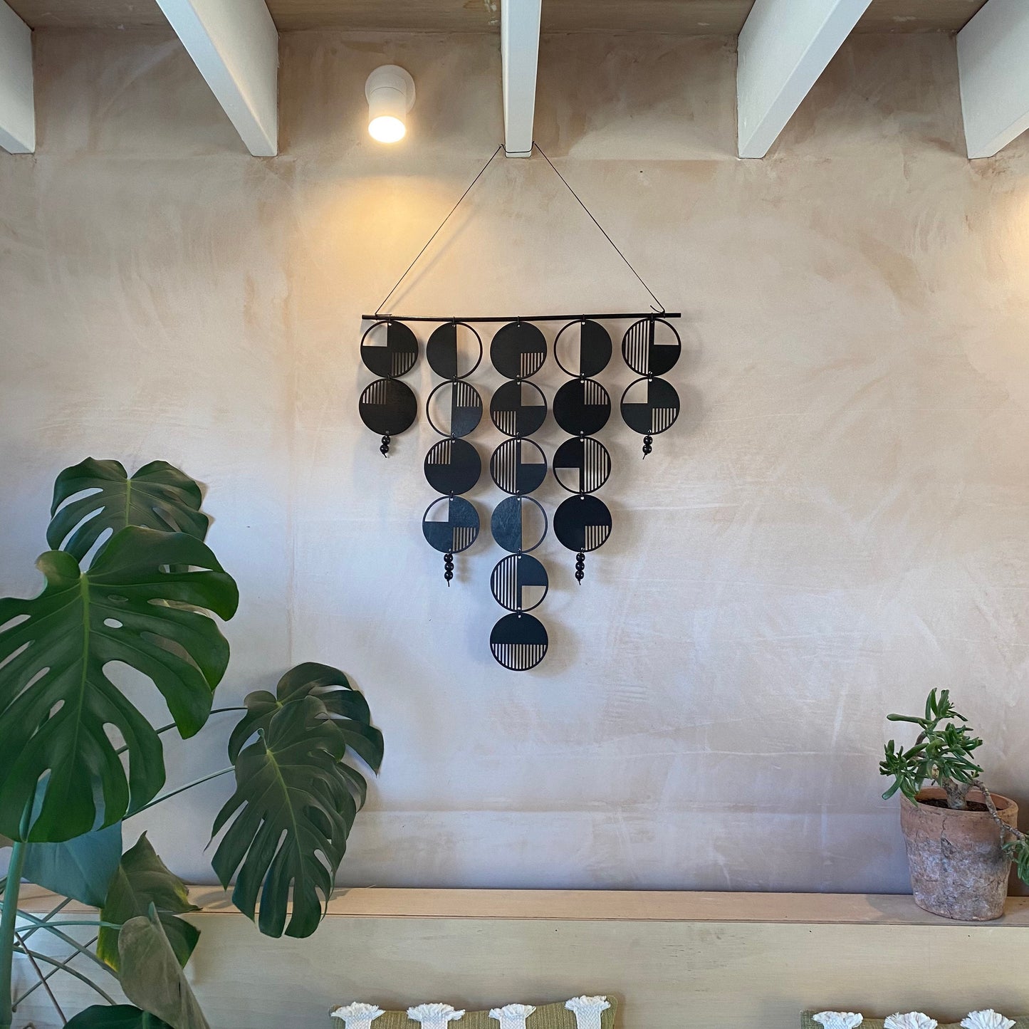 Black Geometric Wall Hanging - Large Wall Art - Monochrome Art - Minimalist Wall Art - Home Wall Decor - Black Home Decoration - Modern Wall