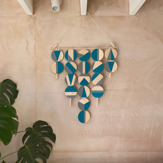 Large Chandelier Wall Hanging - Wall Hanging - Teal and Grey Geometric Art - Teal Wall Decor - Home Wall Decor - Big Wall Covering