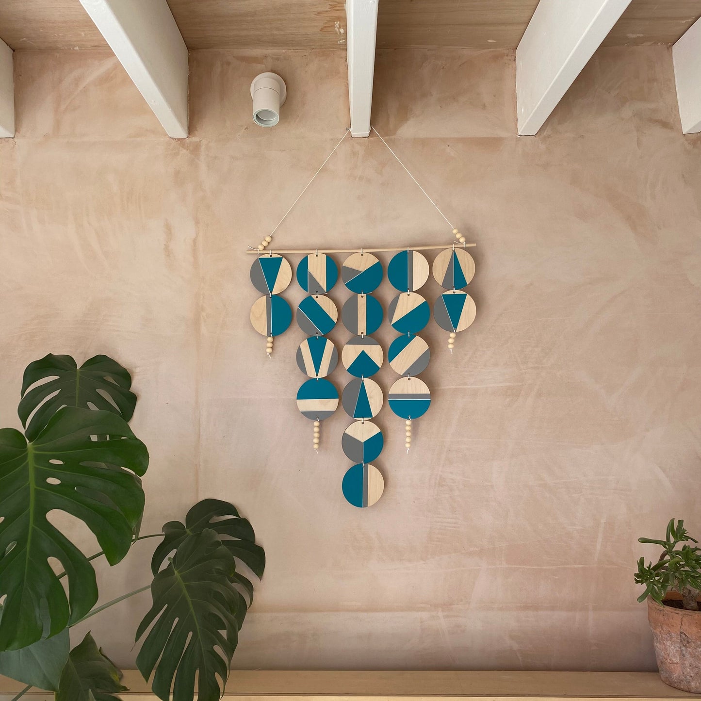Large Chandelier Wall Hanging - Wall Hanging - Teal and Grey Geometric Art - Teal Wall Decor - Home Wall Decor - Big Wall Covering