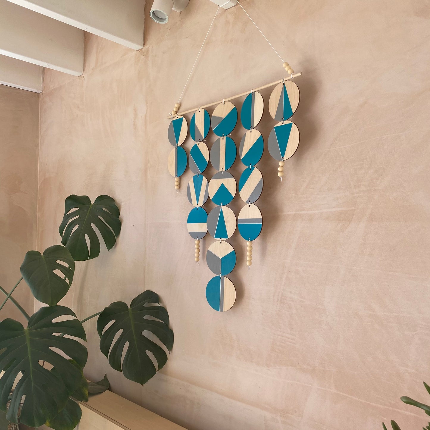 Large Chandelier Wall Hanging - Wall Hanging - Teal and Grey Geometric Art - Teal Wall Decor - Home Wall Decor - Big Wall Covering