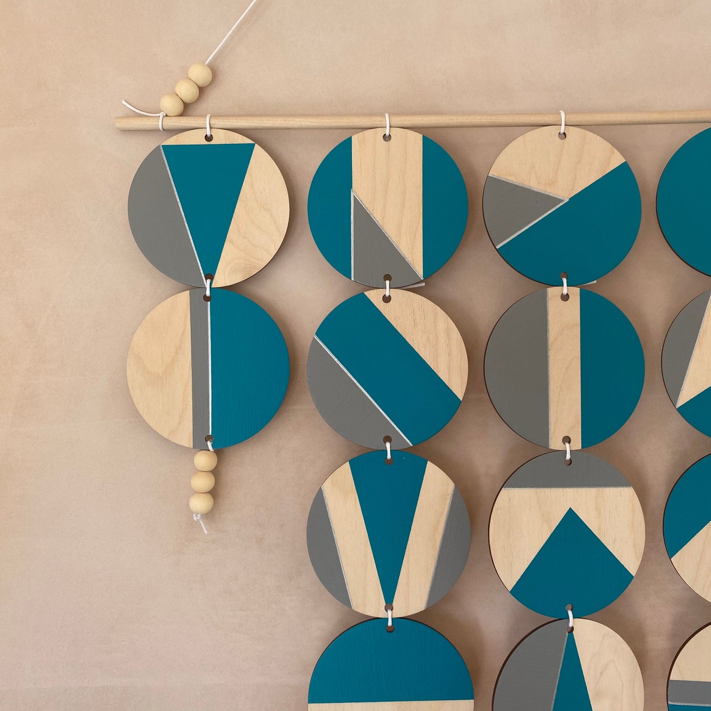 Large Chandelier Wall Hanging - Wall Hanging - Teal and Grey Geometric Art - Teal Wall Decor - Home Wall Decor - Big Wall Covering