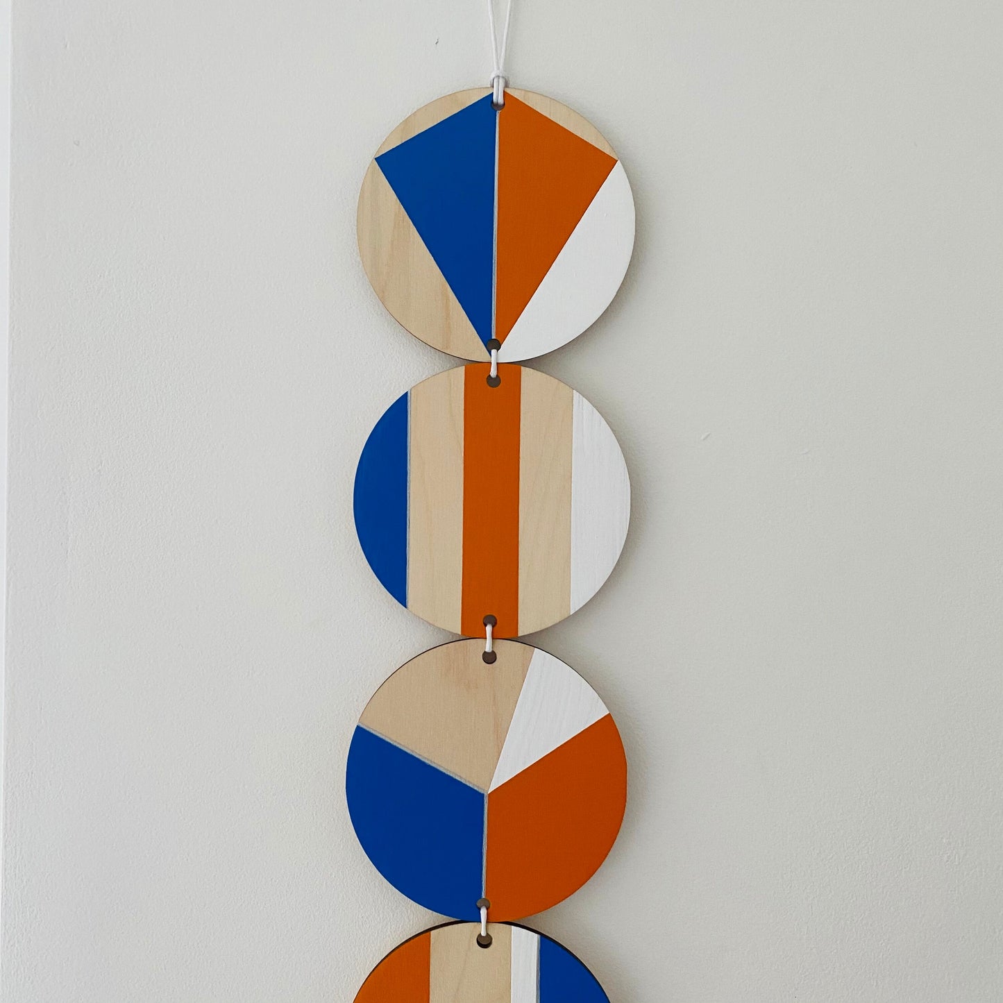 Wall hanging - Colourful Geometric Plywood - Scandi Hygge Boho - Wall Hanging - Wall Art multi - Blue, Orange and White Decor