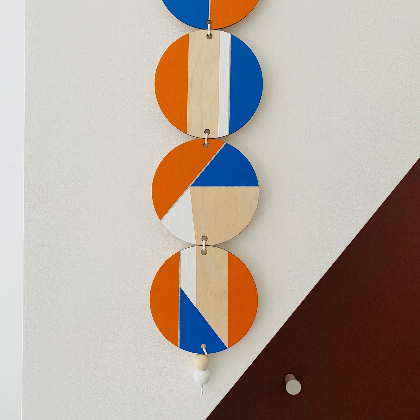 Wall hanging - Colourful Geometric Plywood - Scandi Hygge Boho - Wall Hanging - Wall Art multi - Blue, Orange and White Decor