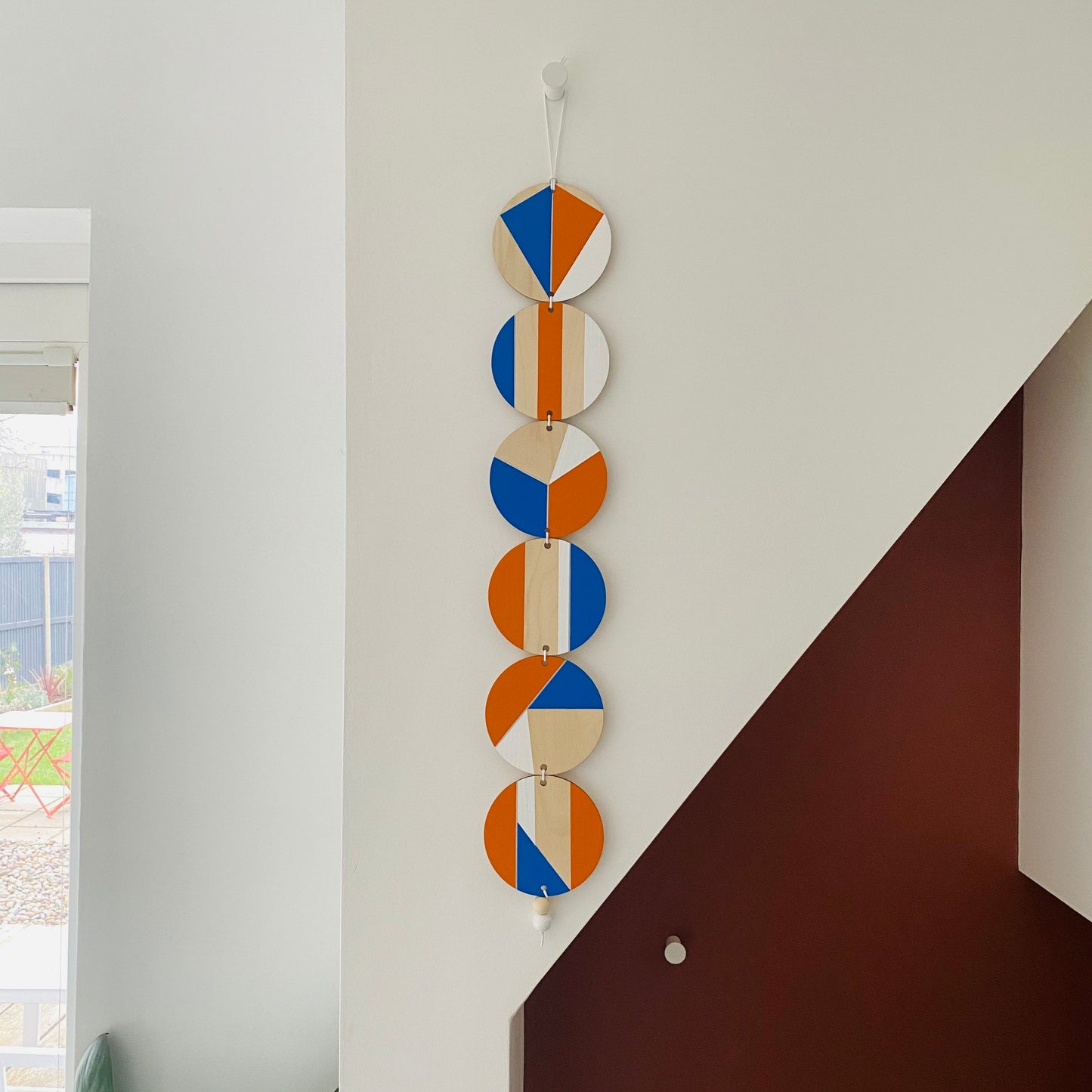 Wall hanging - Colourful Geometric Plywood - Scandi Hygge Boho - Wall Hanging - Wall Art multi - Blue, Orange and White Decor