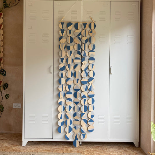 Blue and Light Grey Wall Art - Large Decoration - Huge Geometric Art - Contemporary Wall Decoration - Home Wall Decor - Big Wall Tapestry