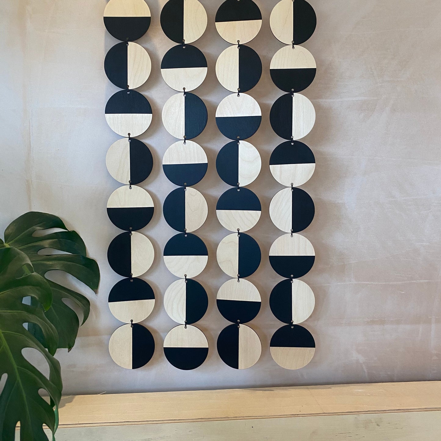 Large Black Wall Hanging - Geometric Plywood Art - Scandinavian Wall Hanger - Modern Concept Decoration - Large Black Wall Hanging Art
