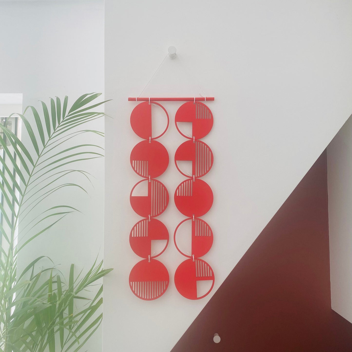 Red Wall hanging - Geometric Art - Plywood Decor - Monochrome Art - Bright Wall Hanging - Wall Art Decor - Red Cut Out Art