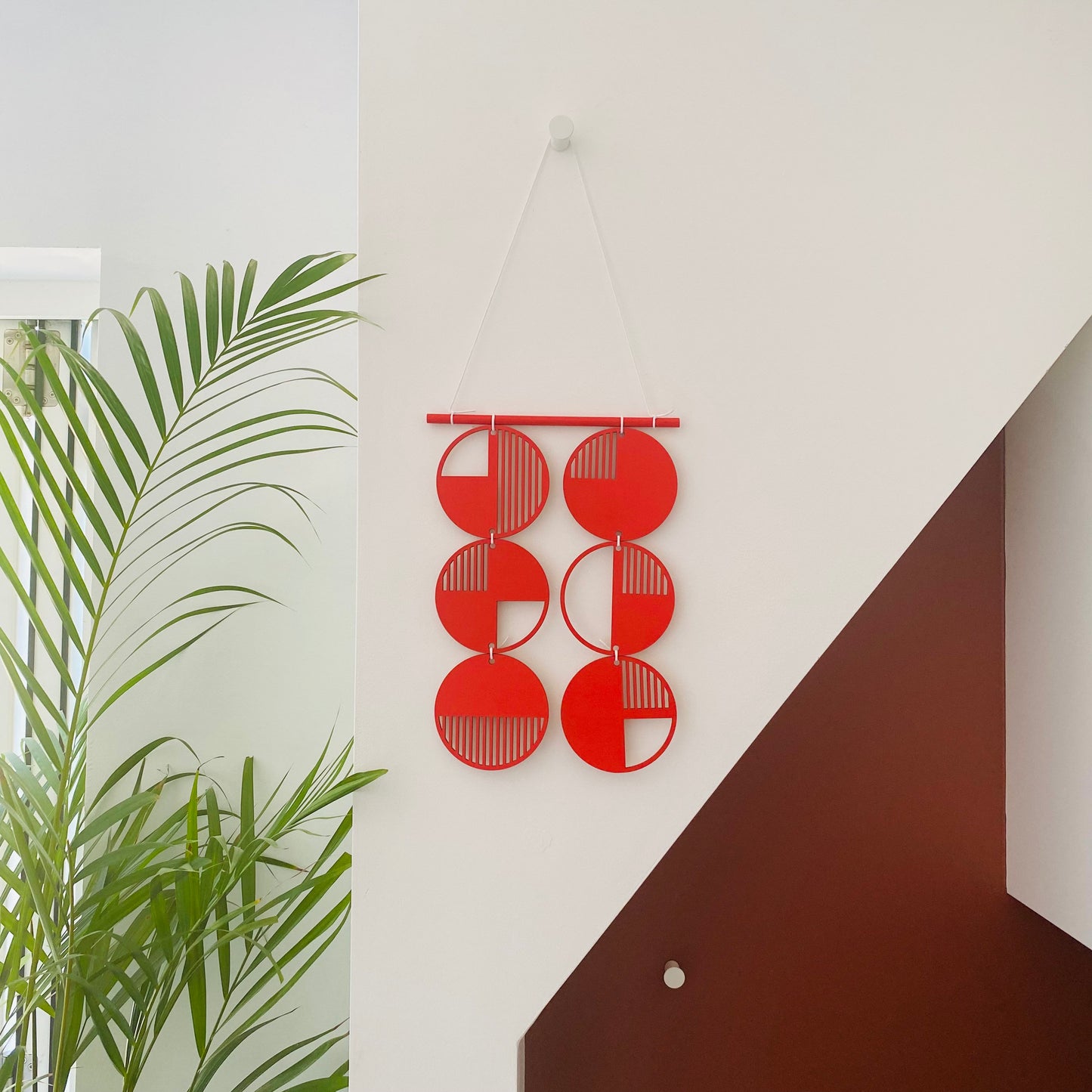 Red Wall hanging - Geometric Art - Plywood Decor - Monochrome Art - Bright Wall Hanging - Wall Art Decor - Red Cut Out Art