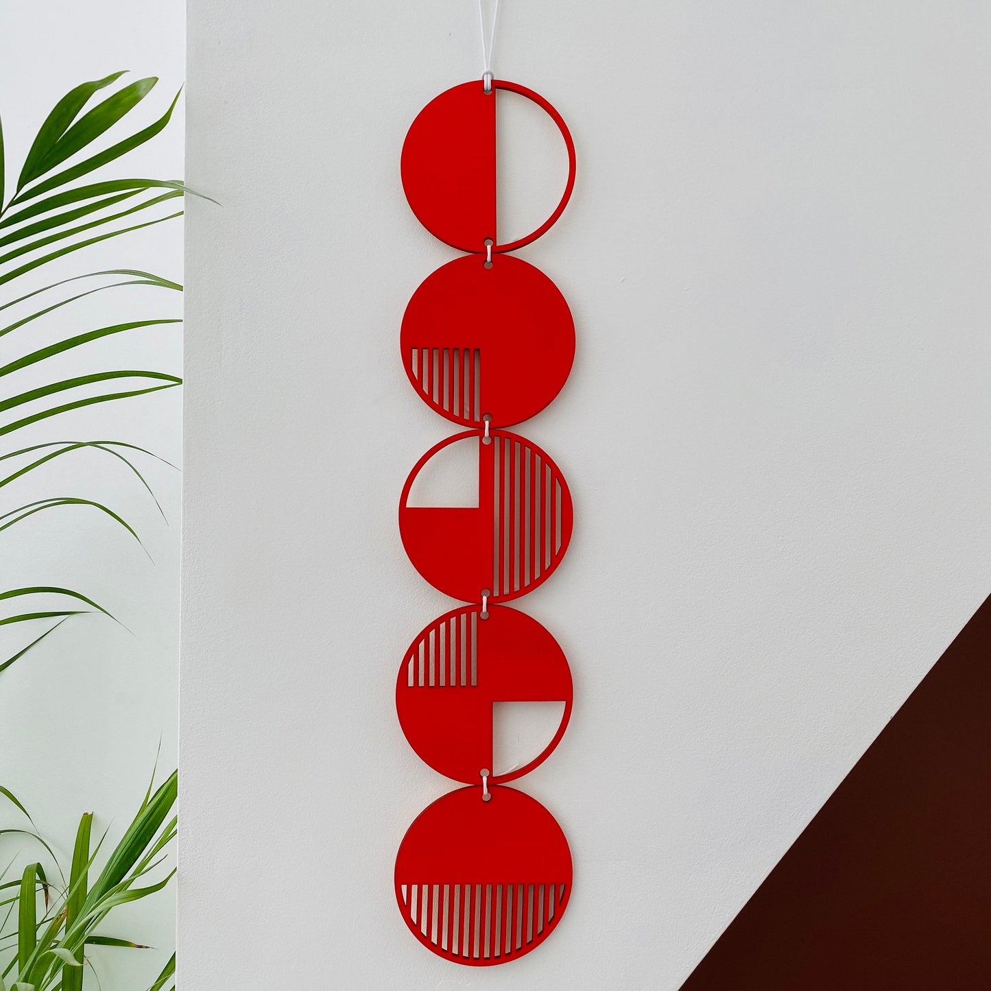 Red Wall hanging - Geometric Art - Plywood Decor - Monochrome Art - Bright Wall Hanging - Wall Art Decor - Red Cut Out Art
