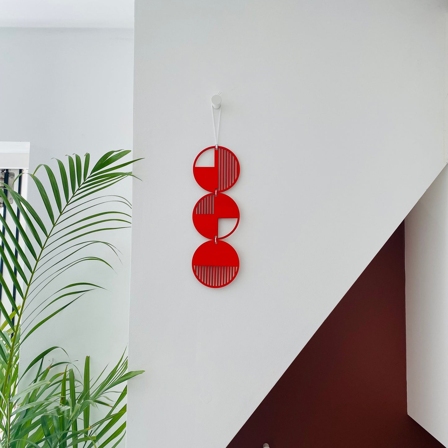 Red Wall hanging - Geometric Art - Plywood Decor - Monochrome Art - Bright Wall Hanging - Wall Art Decor - Red Cut Out Art