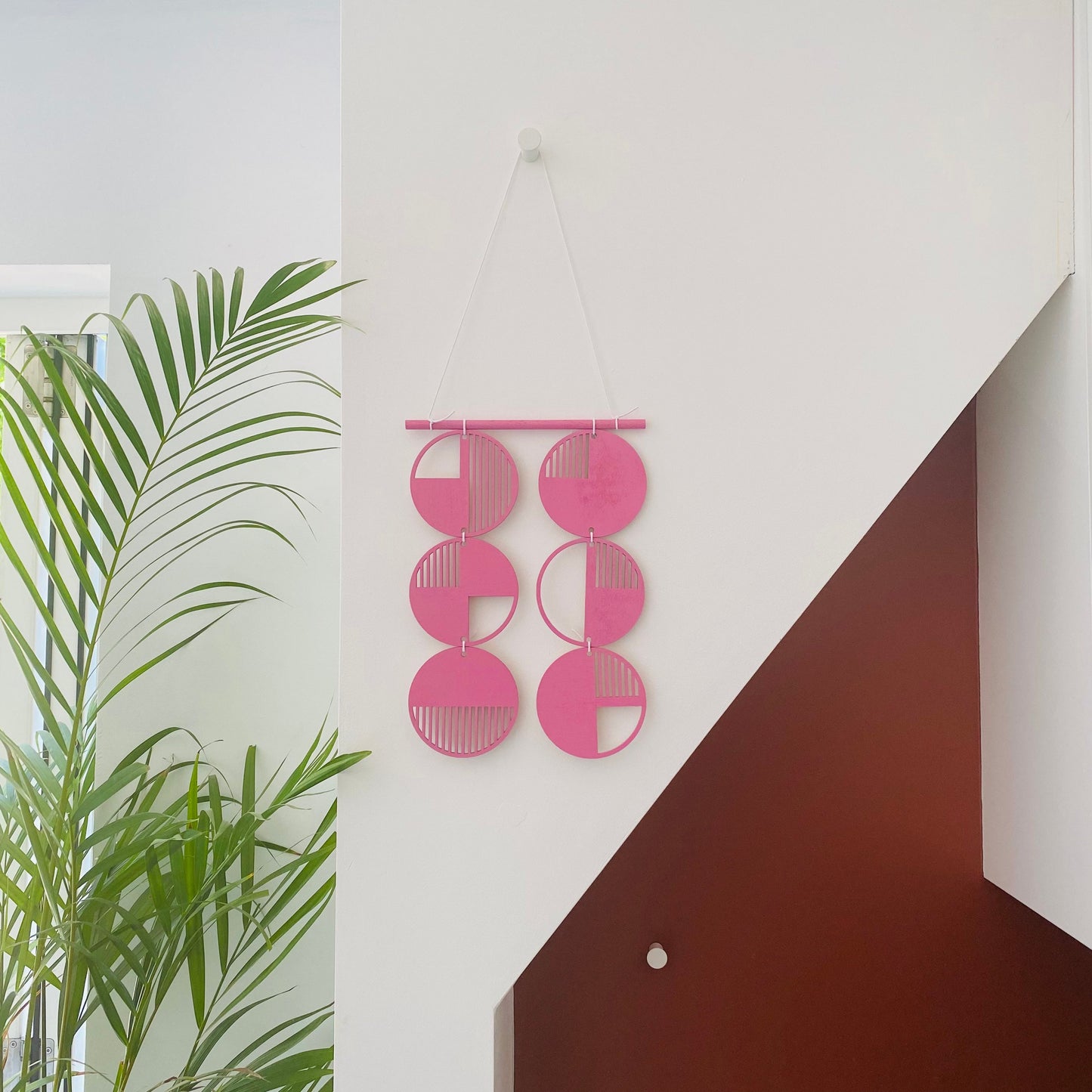 Pink Wall hanging - Geometric Art - Plywood Decor - Barbiecore Art - Bright Wall Hanging - Wall Art Decor - Pink Cut Out Art