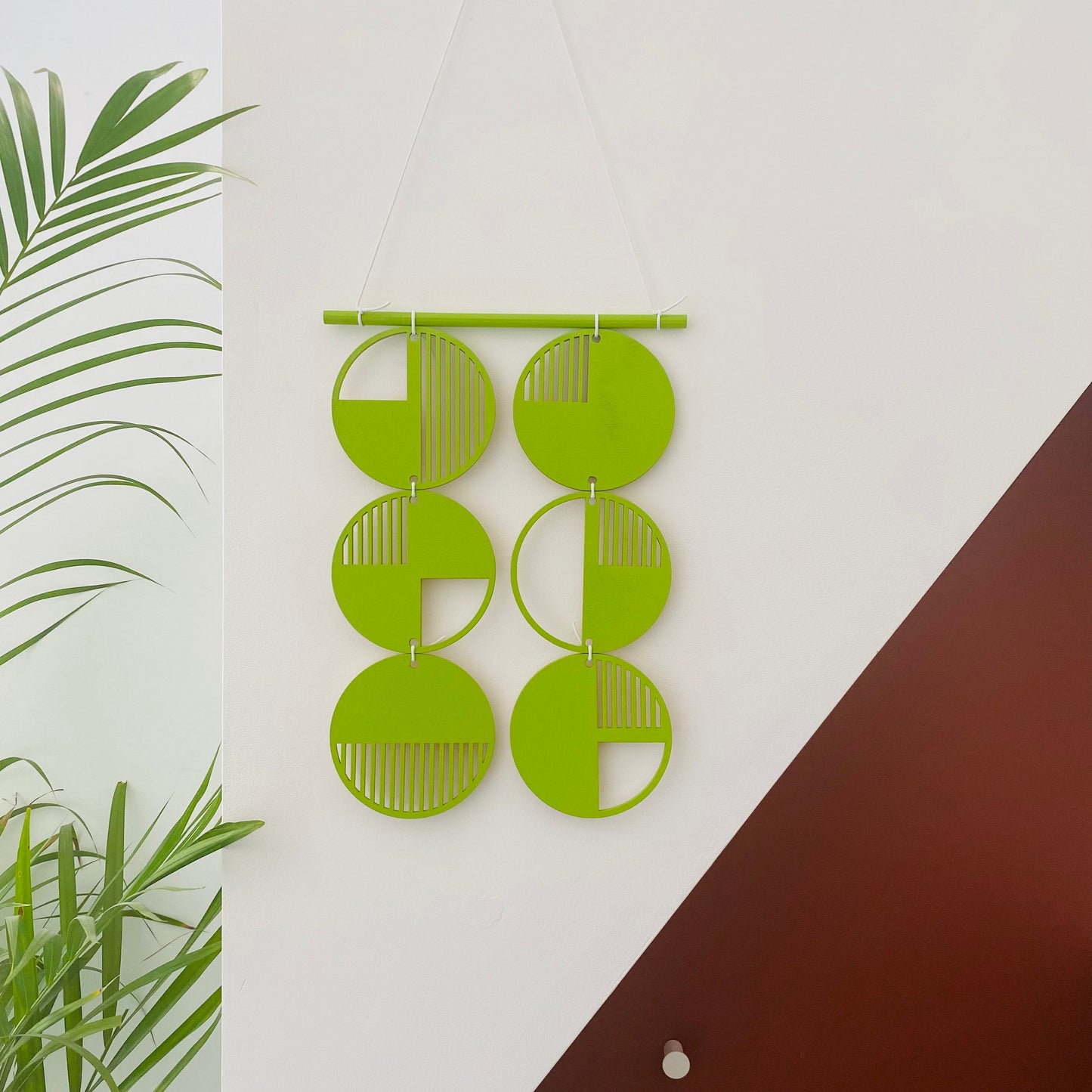 Lime Green Wall hanging - Geometric Art - Plywood Decor - Monochrome Art - Bright Wall Hanging - Wall Art Decor - Green Cut Out Art