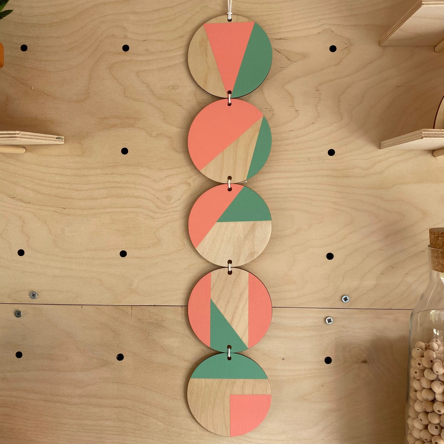 Neon Wall hanging - Colourful Geometric Art - Plywood Decor - Scandi Hygge Boho - Wall Hanging - Wall Art multi - Neon Pink and Neon Mint