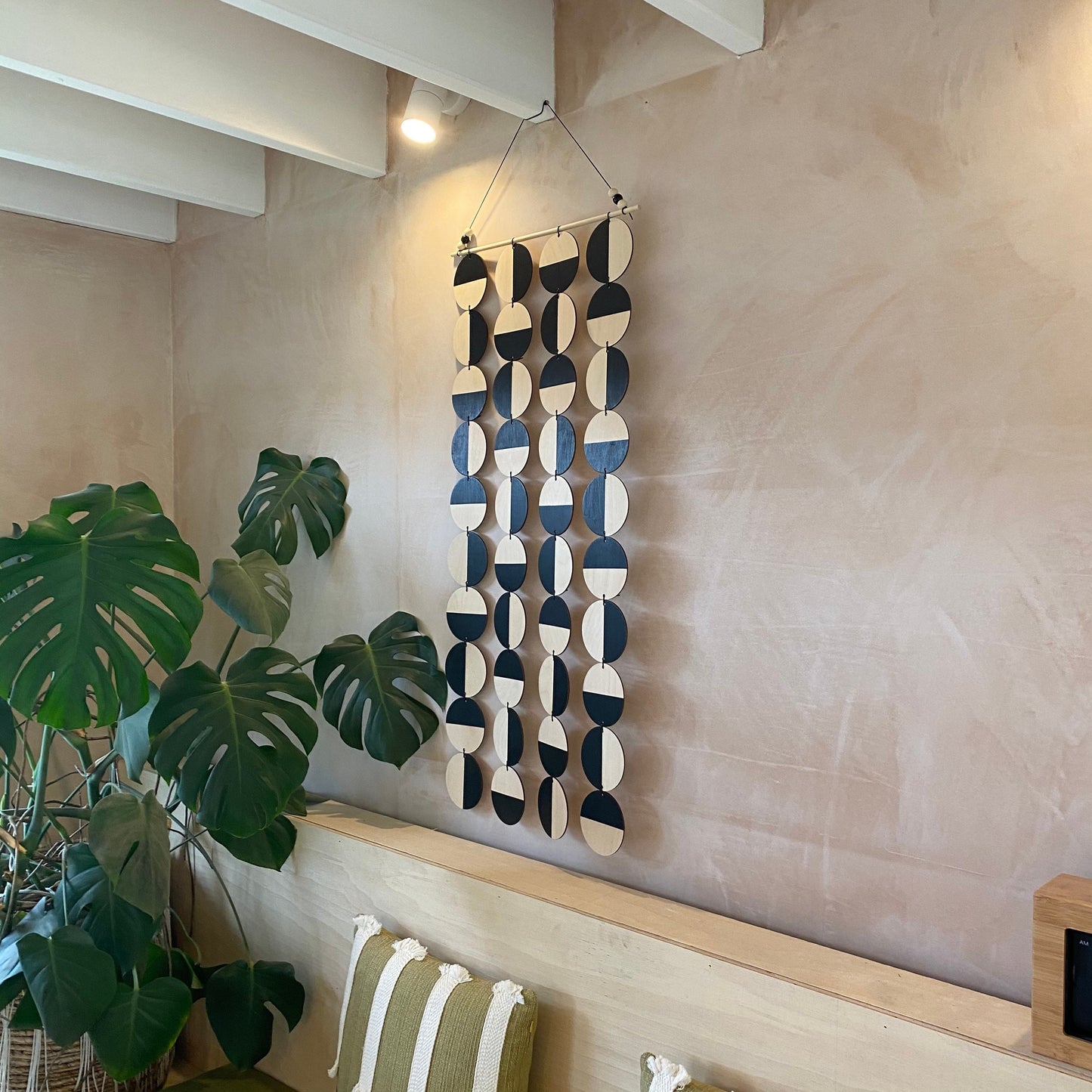 Large Black Wall Hanging - Geometric Plywood Art - Scandinavian Wall Hanger - Modern Concept Decoration - Large Black Wall Hanging Art