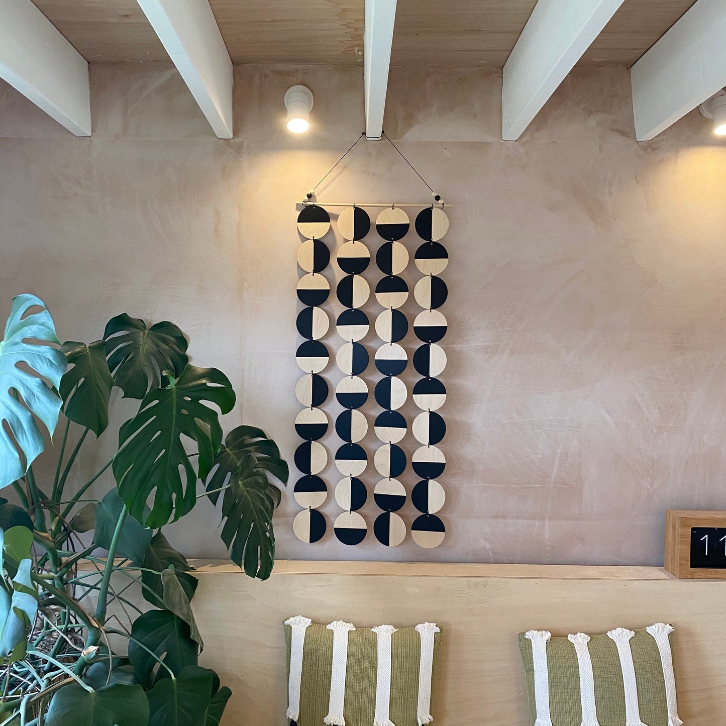 Large Black Wall Hanging - Geometric Plywood Art - Scandinavian Wall Hanger - Modern Concept Decoration - Large Black Wall Hanging Art