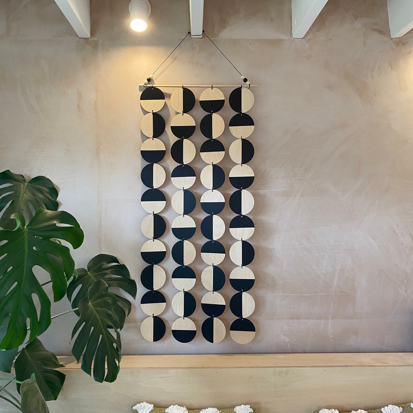 Large Black Wall Hanging - Geometric Plywood Art - Scandinavian Wall Hanger - Modern Concept Decoration - Large Black Wall Hanging Art