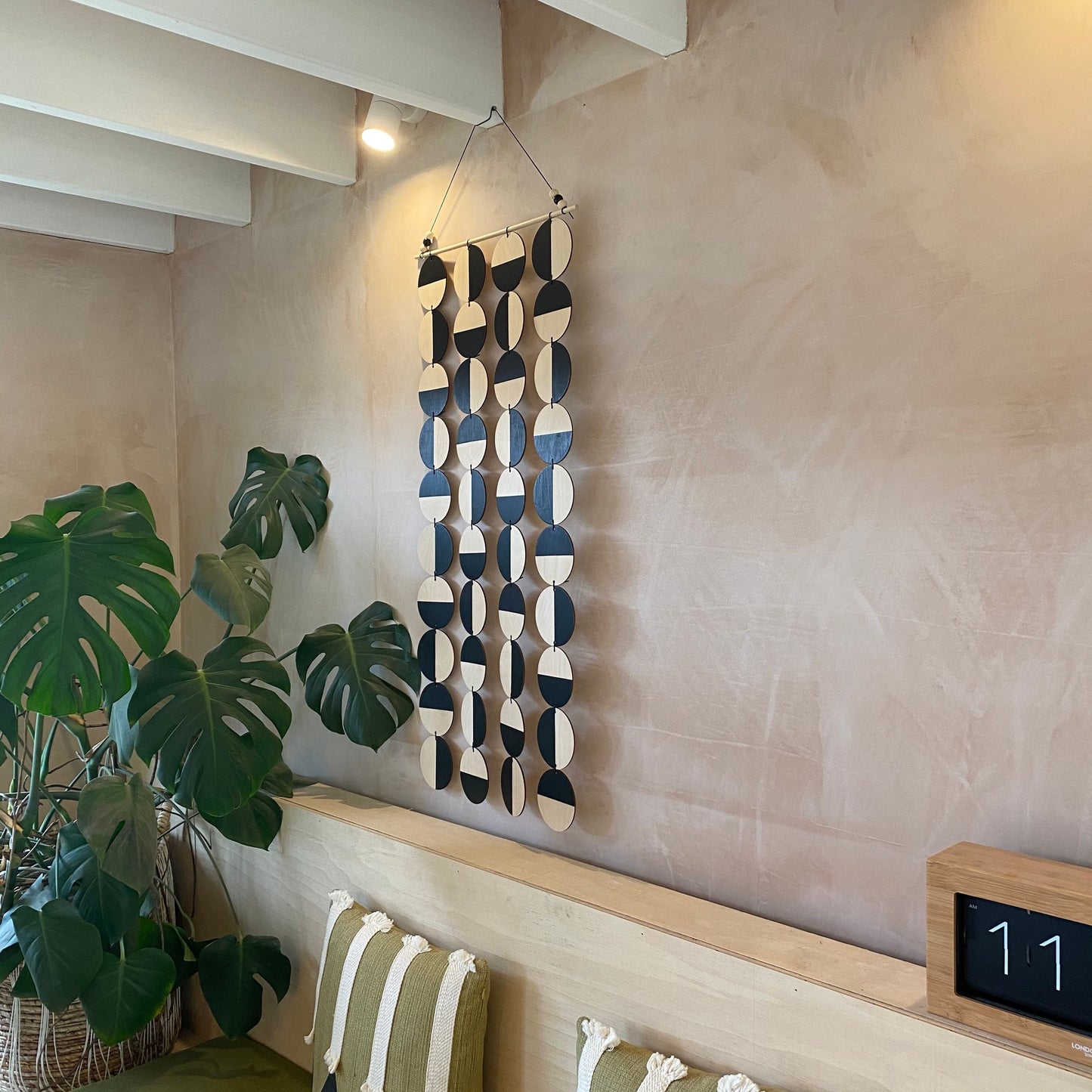 Large Black Wall Hanging - Geometric Plywood Art - Scandinavian Wall Hanger - Modern Concept Decoration - Large Black Wall Hanging Art