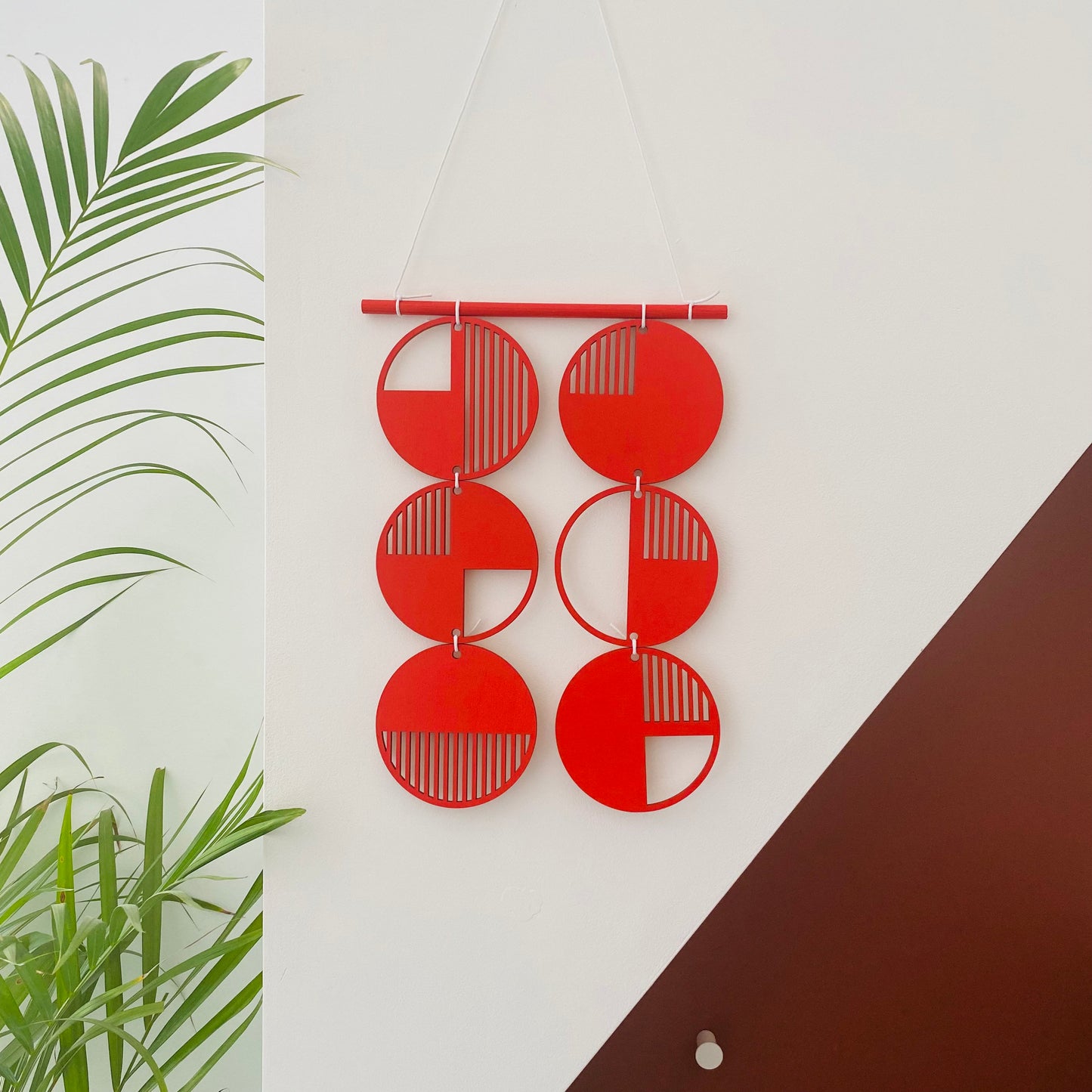 Red Wall hanging - Geometric Art - Plywood Decor - Monochrome Art - Bright Wall Hanging - Wall Art Decor - Red Cut Out Art
